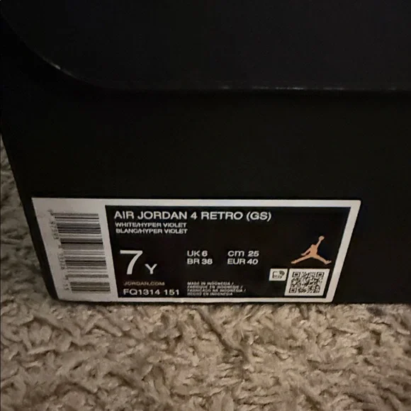 Jordan Kids White and Purple Sneakers